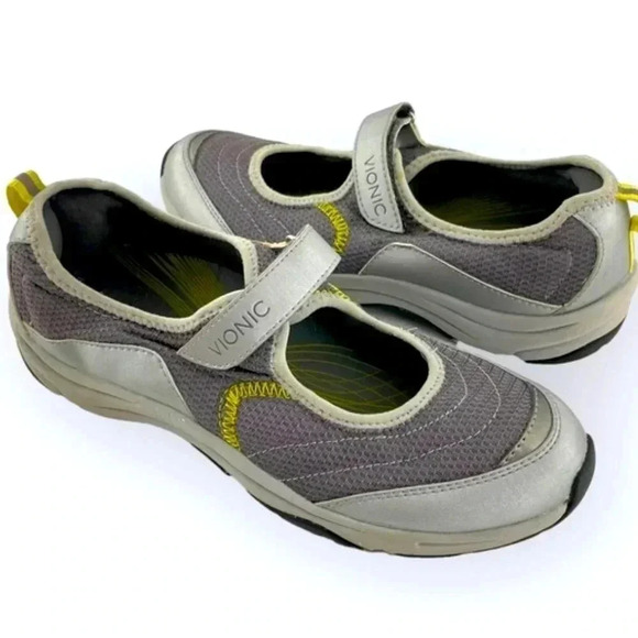 Vionic Sunset Gray Fabric Adjustable Mary Jane Athletic Sneaker 8.5 - Picture 1 of 7
